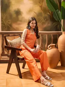 Sangria Striped Sleeveless Top With Trouser