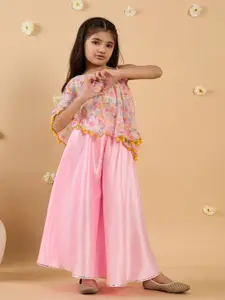 pspeaches Girls Floral Printed One Shoulder Top With Palazzos