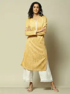 Rangriti Abstract Printed Notch Neck Straight Kurta