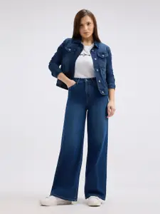 Pepe Jeans Women Wide Leg High-Rise Light Fade Stretchable Jeans