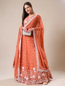 Kinjo Floral Embroidered Thread Work Ready to Wear Lehenga & Blouse With Dupatta