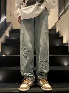 StyleCast Men Wide Leg High-Rise Light Fade Jeans