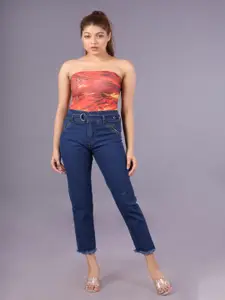 HIGH BUY Women Skin Tight Slim Fit High-Rise Slash Knee Jeans