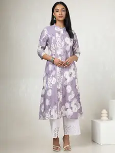 Soch Floral Printed Mandarin Collar A-Line Kurta