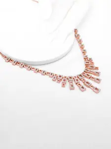 GIVA Anushka'S 925 Sterling Silver CZ Studded Rose Gold-Plated Necklace