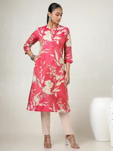 Soch Floral Printed Mandarin Collar Straight Kurta