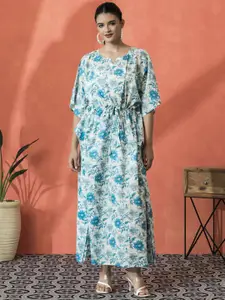 Sangria Floral Printed Pure Cotton Kaftan Ethnic Dress