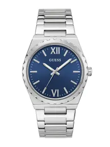 GUESS Men Brass Dial & Stainless Steel Bracelet Style Straps Analogue Watch U1394G5M