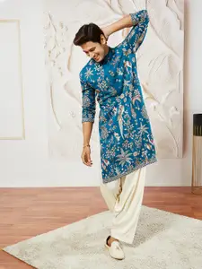 VASTRAMAY Men Embroidered Regular Thread Work Kurta with Patiala