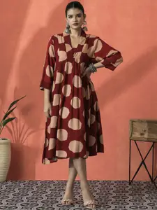 Sangria Printed A-Line Ethnic Dress