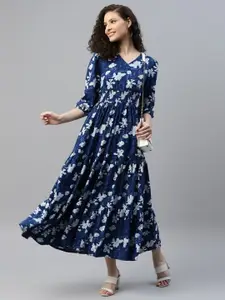 Raiyani Fashion Print Crepe Fit & Flare Maxi Dress