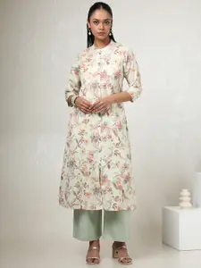 Soch Floral Printed Mandarin Collar Straight Kurta