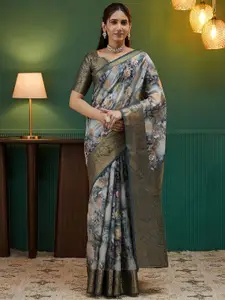 Satrani Floral Zari Pure Silk Chanderi Saree