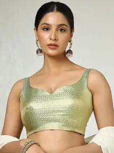 Soch Woven-Designed Tussar Zari Sleeveless Saree Blouse
