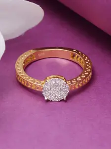 Tuanz Silver Jewelry 925 Sterling Silver Gold-Plated Cubic Zircon-Studded Finger Ring