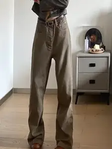 StyleCast Men Wide Leg High-Rise Light Fade Jeans