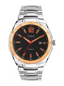 Curren Men Brass Dial & Stainless Steel Bracelet Style Straps Analogue Watch CR-8103-Black