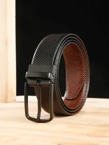 Teakwood Leathers Men Textured Leather Reversible Formal Belt