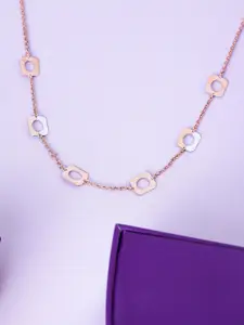KIORAH 925 Sterling Silver Rose Gold-Plated CZ Necklace