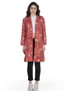 TEEMOODS Ethnic Motifs Printed Longline Shrug