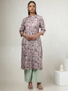Soch Floral Printed Mandarin Collar Straight Kurta