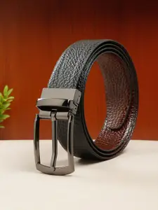 Teakwood Leathers Men Textured Leather Reversible Formal Belt
