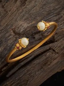 Kushal's Fashion Jewellery Gold-Plated Beaded Antique Kada Bangle