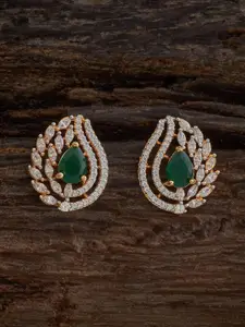 Kushal's Fashion Jewellery Rhodium Gold-Plated Party Zircon Contemporary Studs Earrings