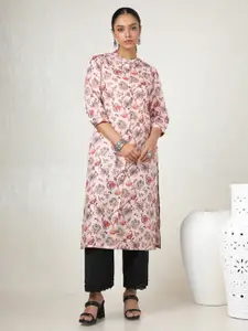 Soch Floral Printed Mandarin Collar Straight Kurta