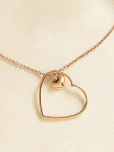 KIORAH Sterling Silver Rose Gold-Plated Minimal Heart Necklace