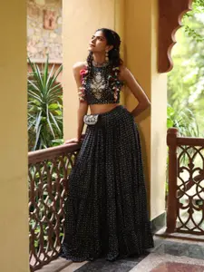 Global Desi Halter Neck Top With Skirts Co-Ords
