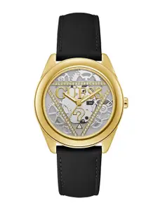 GUESS Women Brass Dial & Leather Straps Analogue Watch U1439L1M
