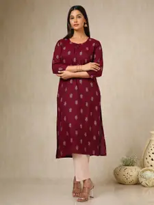 Soch Floral Printed Tie Up Neck Straight Kurta