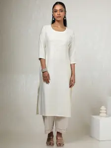 Soch Floral Yoke Design V-Neck Beads & Stones Straight Kurta