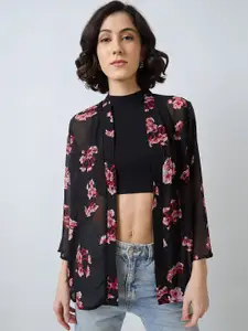 SZN Floral Printed Open Front Longline Shrug