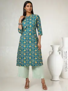 Soch Floral Printed Mandarin Collar Straight Kurta
