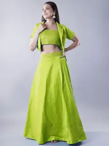 Utsav Fashion Embroidered Sequinned Shibori Ready to Wear Lehenga & Choli With Jacket