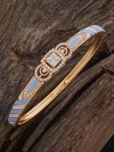 Kushal's Fashion Jewellery White Gold-Plated Party Zircon Kada