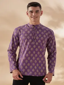 Anouk Ethnic Motifs Printed Mandarin Collar Cotton Short Kurta