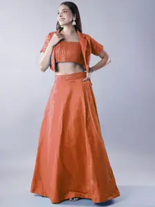 Utsav Fashion Embroidered Sequinned Shibori Ready to Wear Lehenga & Choli With Jacket