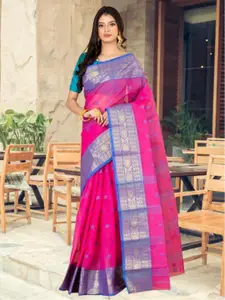 Laa Calcutta Woven Design Zari Pure Cotton Taant Saree