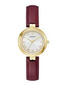 GUESS Women Brass Dial & Leather Straps Analogue Watch U1445L2M