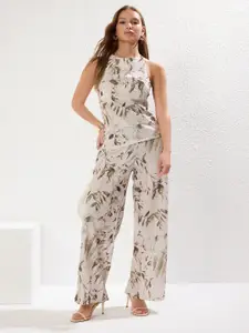 Trendyol Floral Printed Halter Neck Top & Trousers