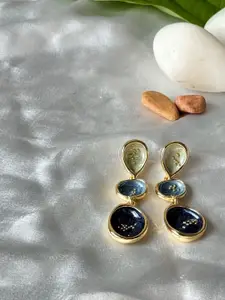 The Jewellery Tale Gold-Plated Artificial Stones Studded Contemporary Drop Earrings