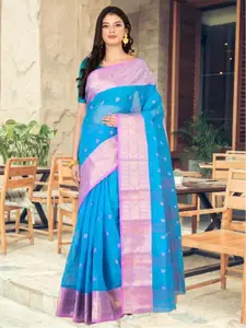 Laa Calcutta Woven Design Zari Pure Cotton Taant Saree