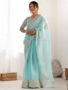 Satrani Embellished Sequinned Organza Saree