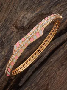 Kushal's Fashion Jewellery White Gold-Plated Party Zircon Kada