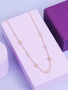 KIORAH Sterling Silver Rose Gold-Plated Minimal Necklace