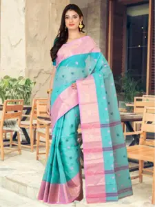 Laa Calcutta Floral Zari Pure Cotton Taant Saree