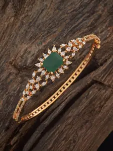 Kushal's Fashion Jewellery Green Gold-Plated Party Zircon Kada